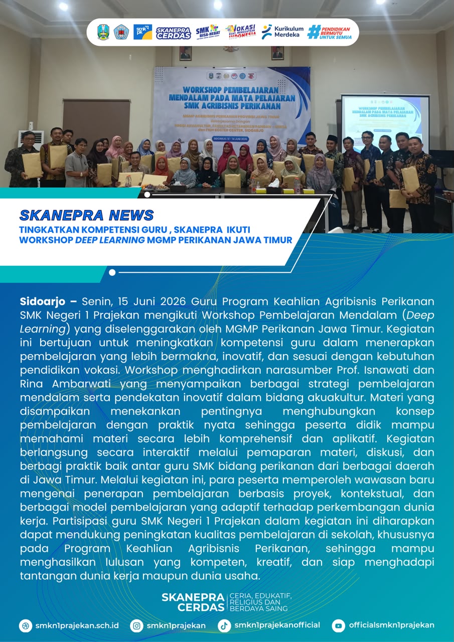 Guru Agribisnis Perikanan SMKN 1 Prajekan Tingkatkan Kompetensi Melalui Workshop Deep Learning MGMP Perikanan Jawa Timur